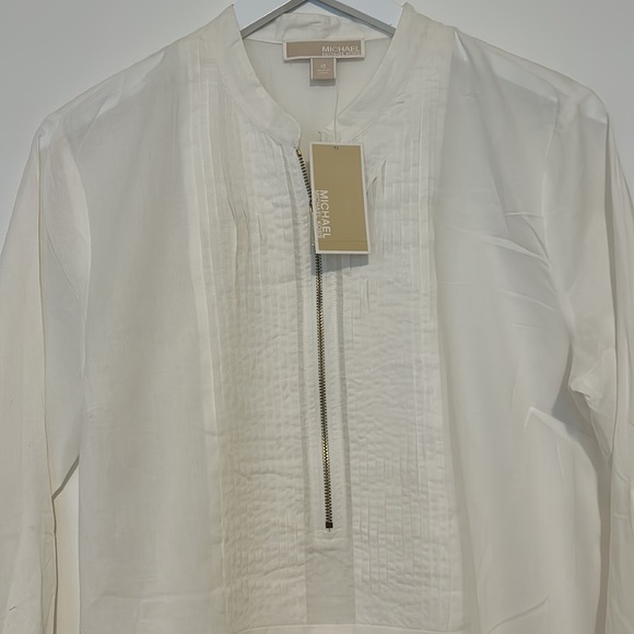 MICHAEL Michael Kors White Zip-Up Blouse, Size 10 - Picture 2 of 11